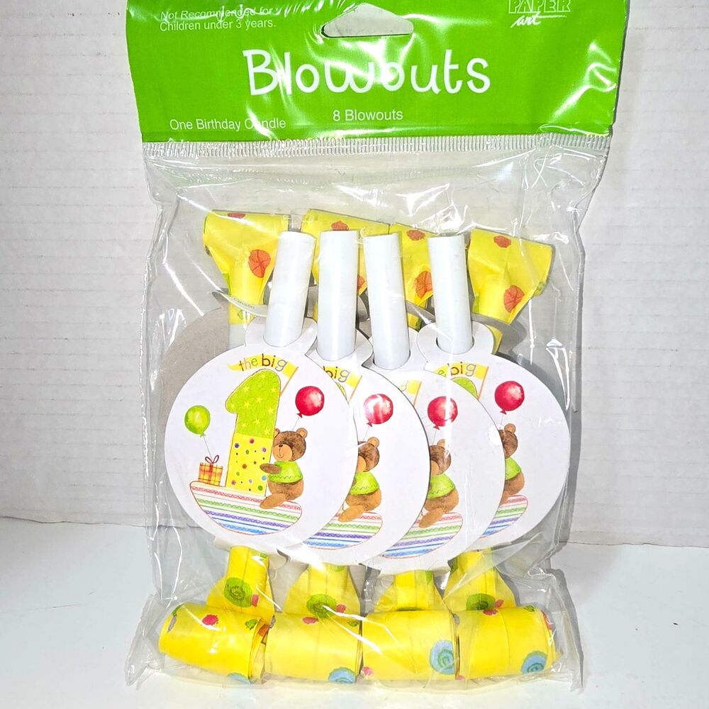 192ct Quiet 1st Birthday Blowouts Party Favors Teddy Bear Theme New Sealed